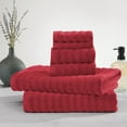thumbnail image 2 of Mainstays Performance Cotton 6-Piece Bath Towel Set, Super Soft Quick Dry Fade Resistant, Textured Red, 2 of 12