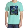 thumbnail image 2 of Wild Bobby, Rocking Out Skeleton Playing Guitar, Streetwear, Garment-Dyed Washed Look Short Sleeve T-Shirt, Mint, Small, 2 of 3