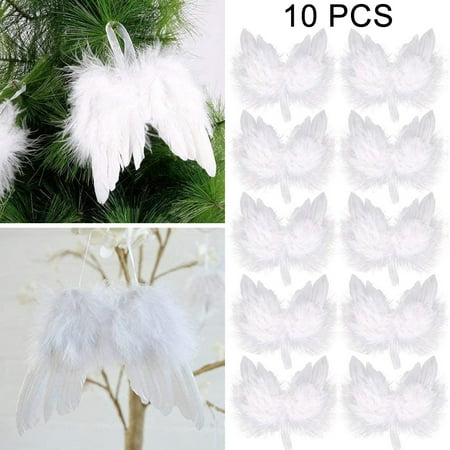 10 Pcs Mini Guardian Angel White Angel Feather Wings Christmas Tree ...