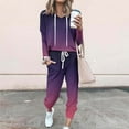 thumbnail image 2 of UAMVSH Jogging Suits for Women Long Sleeve Crew Neck Hoodie Tops with Jogger Pants Trendy Gradient Color 2 Piece Sweatsuit Sets(3X-Large,Purple 1), 2 of 5