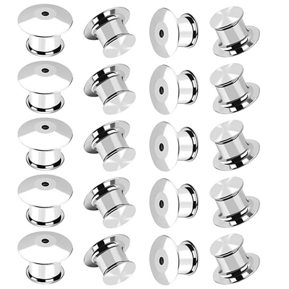 Milisten 20pcs Locking Pin Back Locking Pin Keeper Clasp Metal Pin Backing for Brooch Lapel Pin