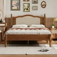 thumbnail image 2 of Euroco Vintage Wood Full Size Platform Bed with Rattan Headboard, Walnut, 2 of 10