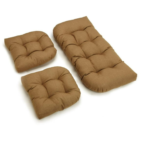 U-Shaped Spun Polyester Tufted Settee Cushion Set (Set of 3) - Wheat