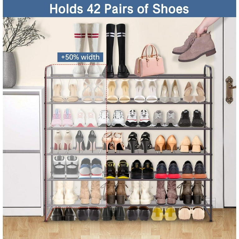 KEETDY Long 3-Tier Shoe Rack for Closet Floor Entryway, Wide Shoe