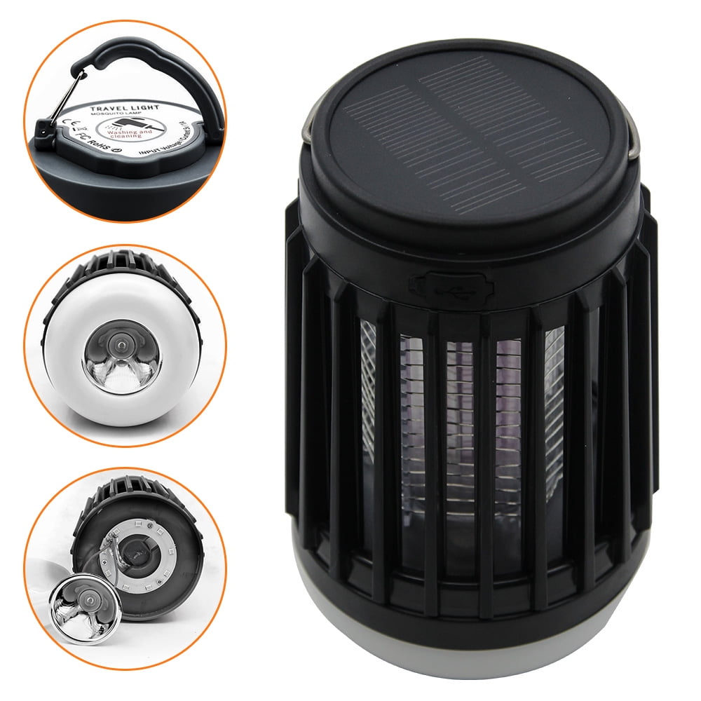PENGXIANG 3-in-1 Bug Zapper, Solar Mosquito Killer Lamp Camping Lights USB Rechargeable Fly Zapper Led Killer Lantern Waterproof Outdoor Indoor Night Light for Bedroom, Kitchen, Hotel, Office