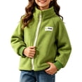 thumbnail image 2 of Boys Girls Fleece Jacket Kids Unisex 1-13Years Fleece Full Zipper Jacket Stand Collar Long Sleeve Casual Outerwear Warm Coat, 2 of 7
