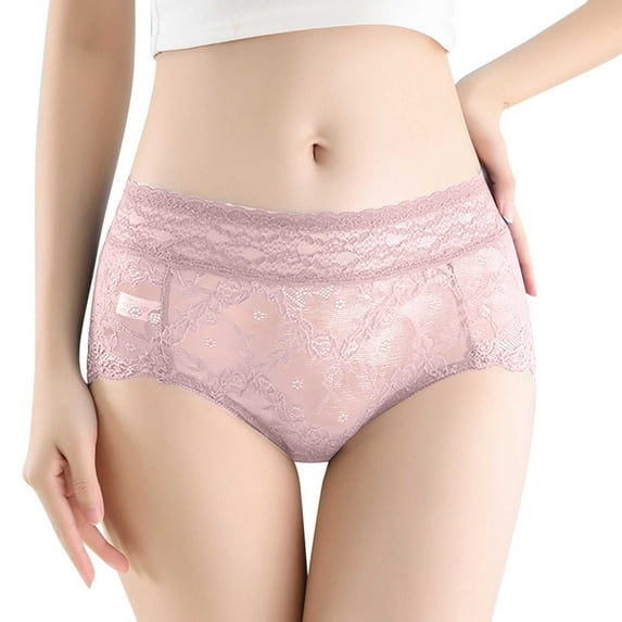 Eashery Women's Lace Plus Size Panties Plus Size High cut Womens Panties Briefs Pink L