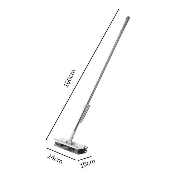 Qnjujn Multi-Surface Cleaning Brush – 5-in-1 Floor & Tile Scrubber with Long Handle, Rubber Scraper for Grout/Gaps – Bathroom, Kitchen, Car Vent Cleaning Tool