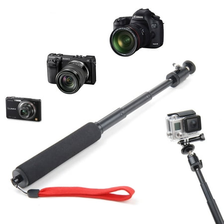 Monopod for Camera, EEEKit Adjustable Extendable Compact Aluminum Handheld Pole Selfie Monopod Holder for Compact Camera GoPro Hero 4 (Best Extendable Pole For Gopro)