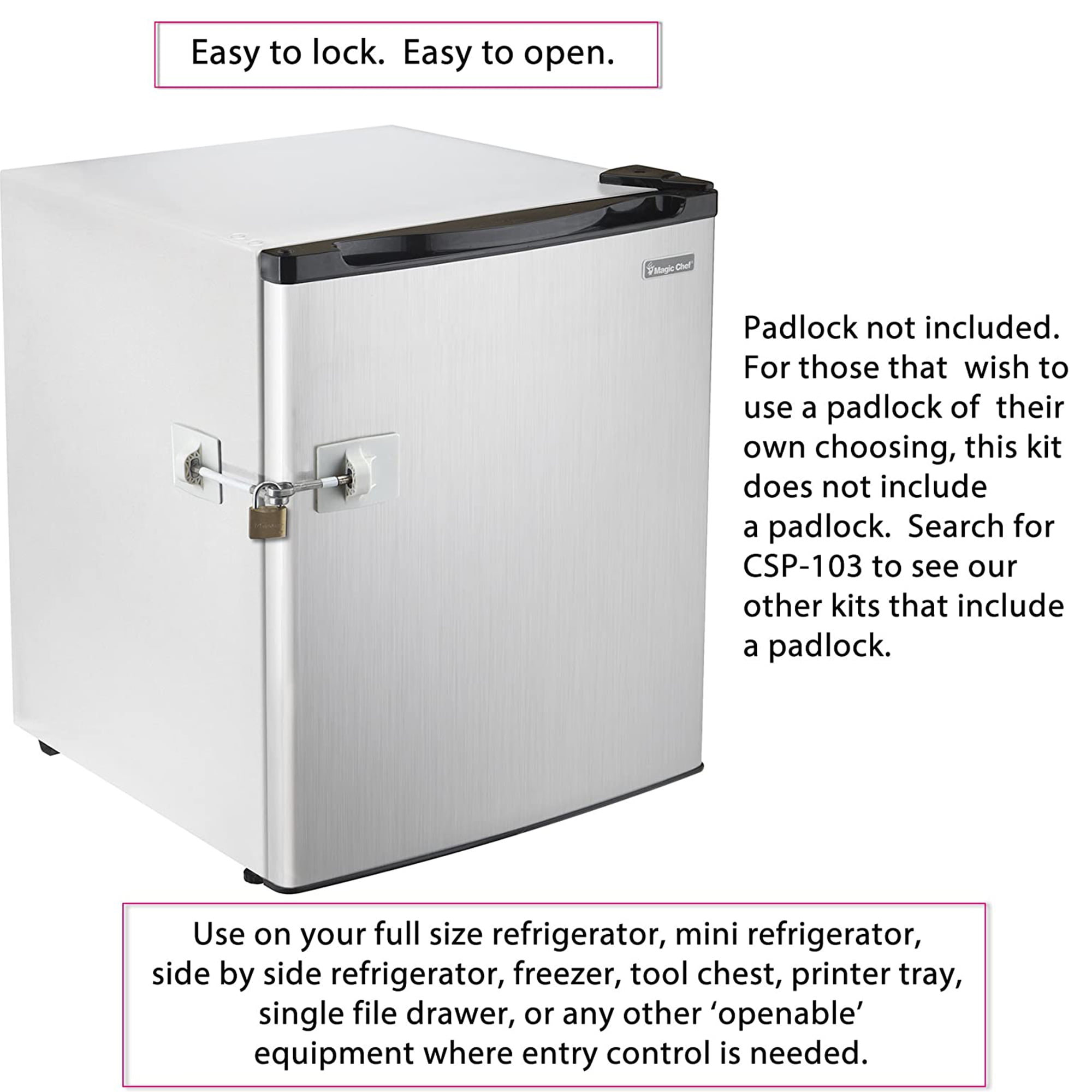 Computer Security Products Refrigerator Lock Fridge Freezer Security Alloy  Steel Black 