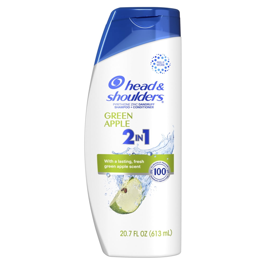 (4 pack) Head & Shoulders 2 in 1 Dandruff Shampoo and Conditioner, Green Apple, 20.7 fl oz