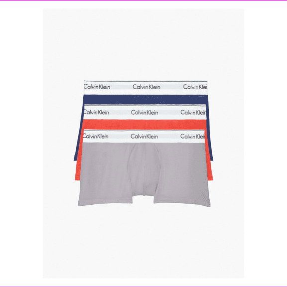 Calvin Klein Modern Cotton Stretch 3 Pack Low Rise Trunk, PinkandNavyandGrey, Size S