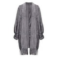 thumbnail image 4 of Hueook Womens Winter Jacket Women's Loose Casual Solid Color Shawl Jacket with Plush Tassel for and Winter Cardigan Gray 3X, 4 of 6