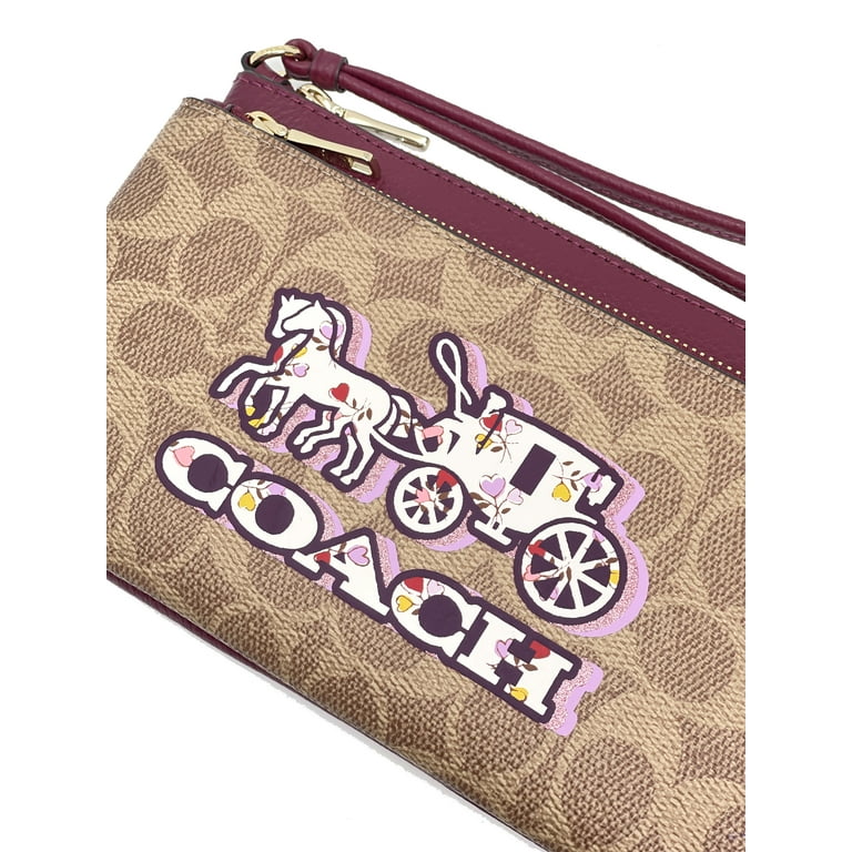 ポーチ Coach CAP25 Double Zip Wallet With Horse And Carriage Coach Women's Large Double Zip Wallet in Signature Canvas