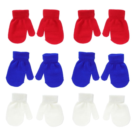 MEIBUTYUP 6Pairs Lightweight Comfortable Winter Knitted Mittens for Outdoor Use