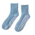 thumbnail image 1 of relayinert 1 Pair Polyester Women Sock Washable Breathable Solid Color Thermal Winter Autumn Replacement Household Ladies Socks Jean Blue, 1 of 6