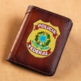thumbnail image 2 of High Quality Genuine Leather Men Wallets Brasil Polícia Federal Badge Printing Short Card Holder Purse Billfold Men's Wallet qym unisex, 2 of 2