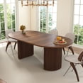 thumbnail image 3 of Weselon 41"-78" Extendable Oval Dining Table for 4-8, Modern Farmhouse Kitchen Table with Roman Column Leg, Large Wood Dining Room Table, Walnut, 3 of 10