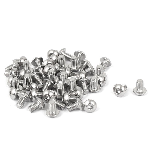 Unique Bargains M2.5 x 4mm Silver Tone Stainless Steel Button Head Socket Cap Screw (50-pack)