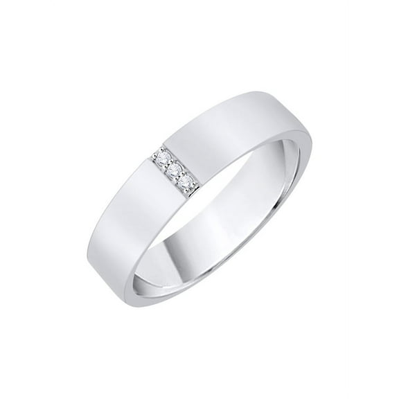 Diamond Men's Wedding Band in 10K White Gold (1/20 cttw) (I-Color, SI3-I1 Clarity) (Size-11)