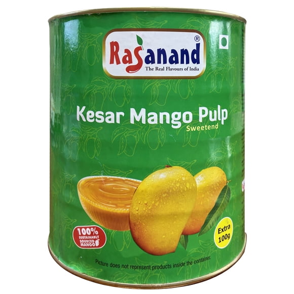 Rasanand Kesar Mango Pulp, 3.1 kg, Large Pack, Perfect Summer Treat, Sweetened