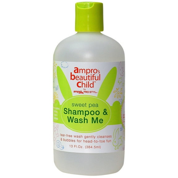 Ampro Beautiful Child Sweet Pea Shampoo & Wash Me Tear Free Gentle Cleanser, 13 Oz.