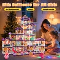 thumbnail image 5 of JoyStone DollHouse with Colorful Light, Pretend Play Toddler Doll House Furniture Sets with 2 Dolls, 22 Rooms DIY house, Creative Gift for Girls, Purple, 5 of 11