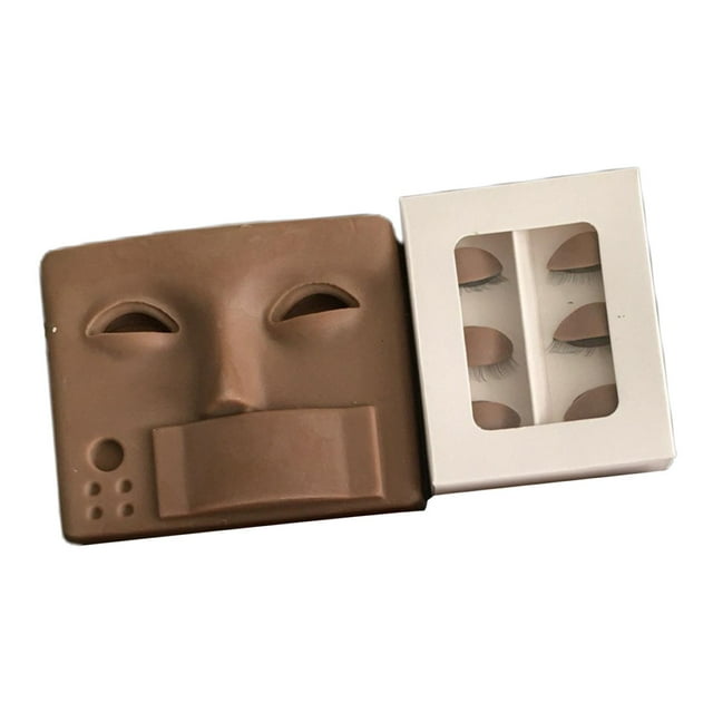 Cara de maquillaje de práctica con soporte para pestañas Párpados extraíbles portátiles Cara de práctica de maquillaje de pestañas para , Sunnimix cabeza de maniquí de pestañas