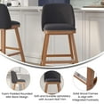thumbnail image 4 of Merrick Lane Set of 2 Charcoal Faux Linen Upholstered 30" Bar Stools with Nail Head Accent Trim and Walnut Wood Frames, 4 of 12