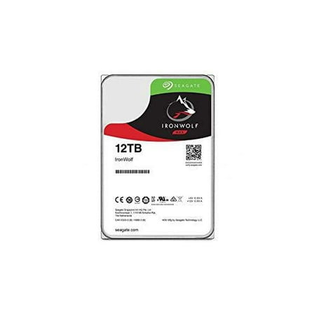 Seagate IronWolf ST12000VN0008 12 TB Hard Drive, 3.5" Internal, SATA (SATA/600), Conventional Magnetic Recording (CMR) Method