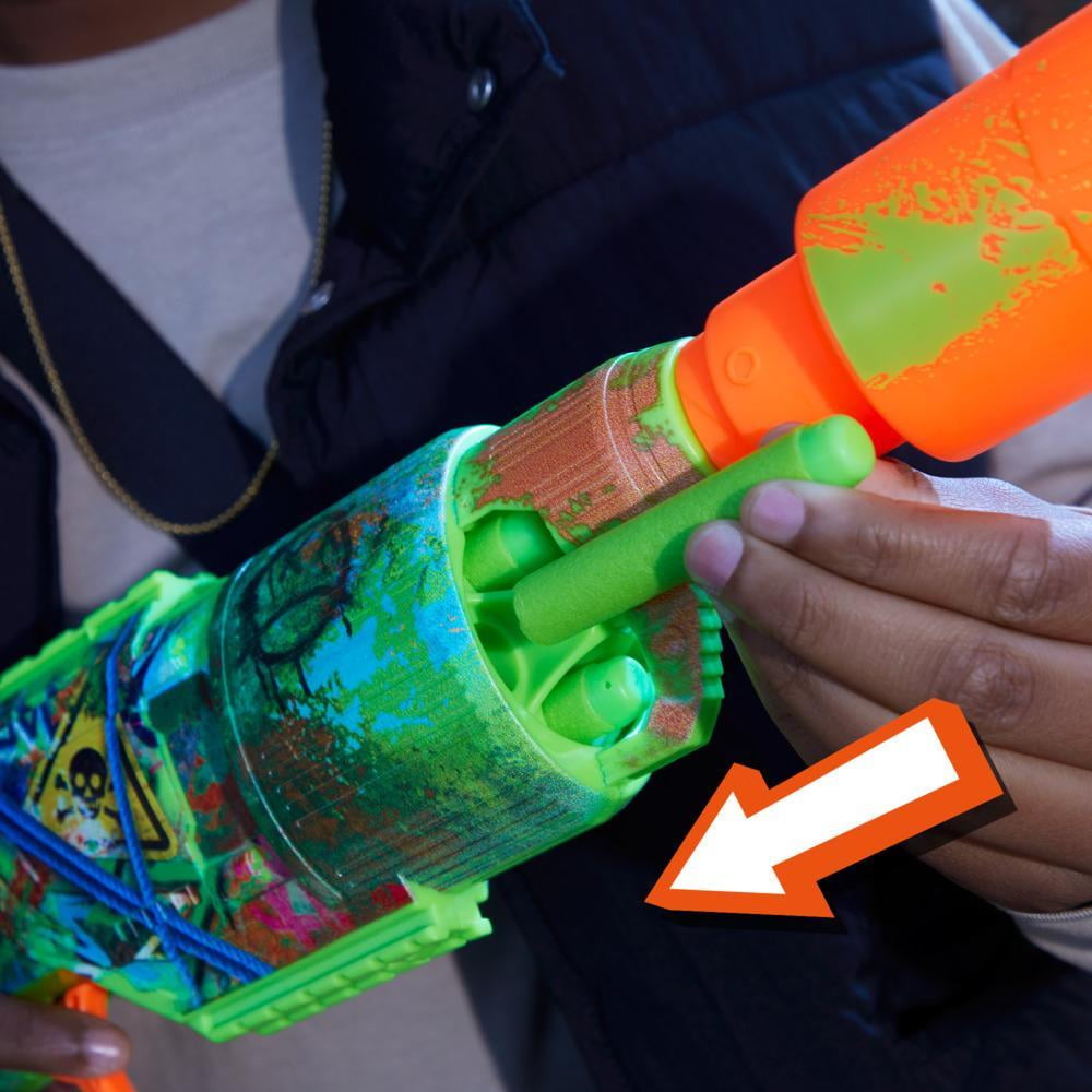 Nerf Zombie Driller Dart Blaster, 16 Nerf Elite Darts, Outdoor Games, Ages 8+
