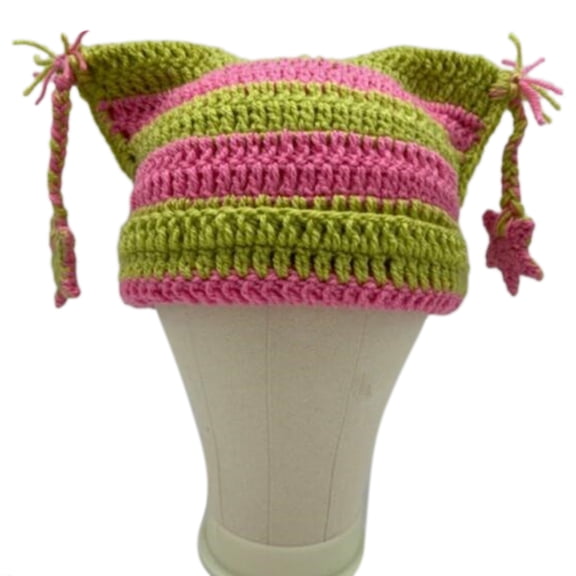 ROZYARD Casual Handmade Cat Ear Shape Hat Knit Windproof Hat for Late Autumn Winter Wear