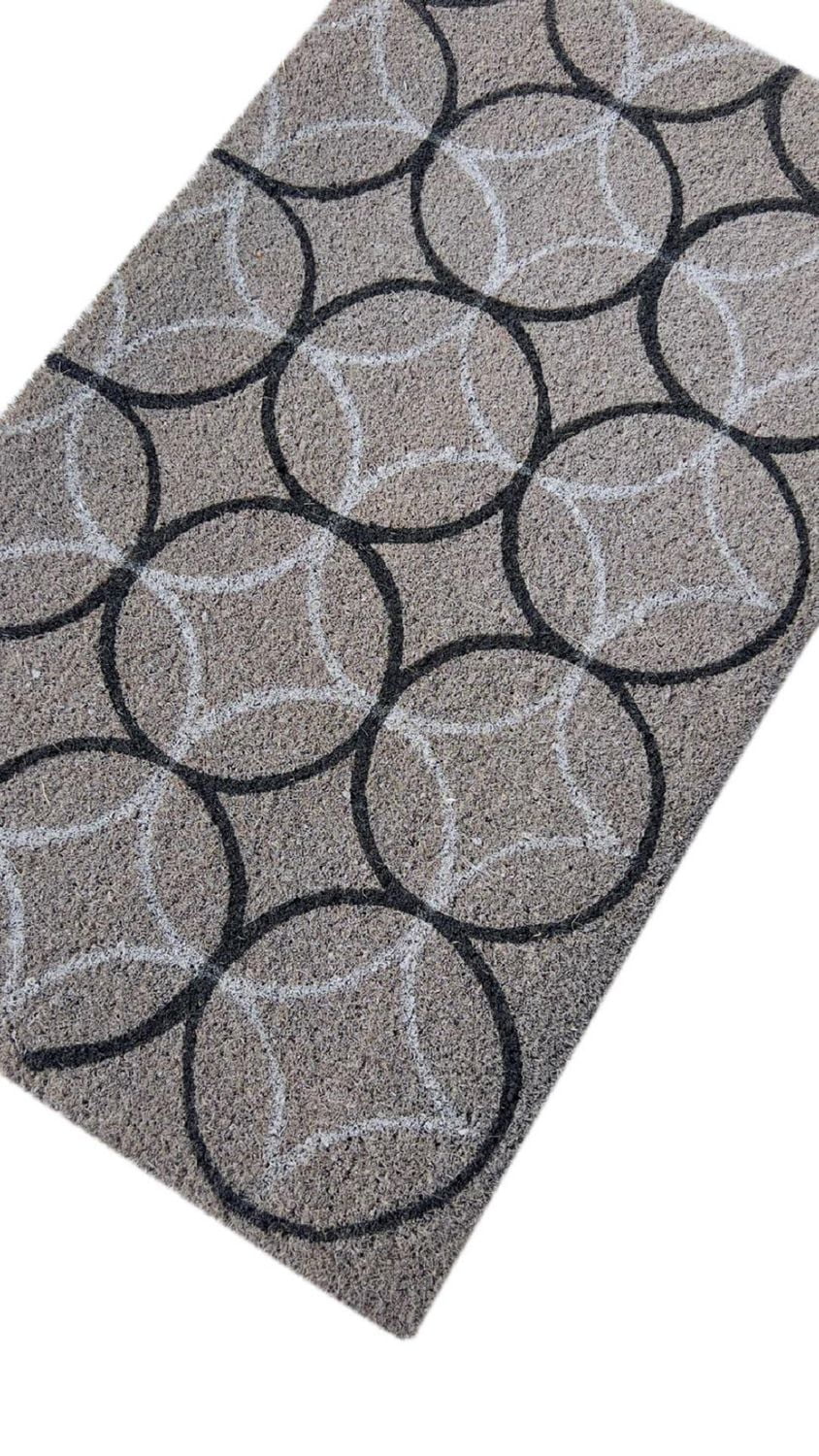 Home Décor Inc. Circles Coir Doormat – 18" x 30", Durable & Natural Entryway Mat