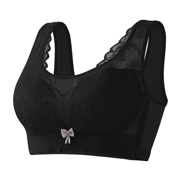 Xunlbb Seamless Bras for Women Plus Size Women's Non-magnetic Non Steel Ring Gathering Upper Support Adjustable Text Bra Thin Cup Sexy Lace Women's Underwear(Black,36) Up to 50% off