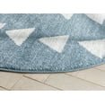 thumbnail image 4 of Well Woven Tango Blue Geometric Triangle Pattern Stain-resistant Area Rug (4' Round), 4 of 7