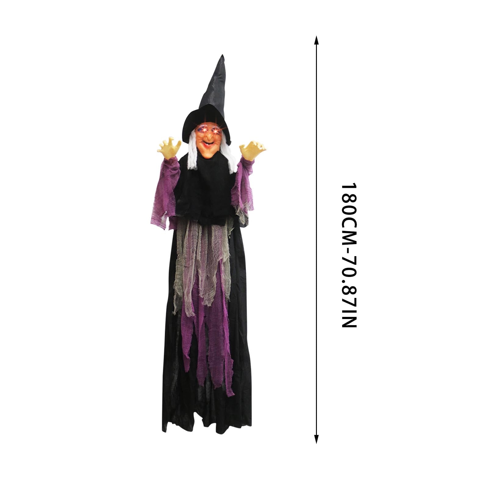Halloween Animatronics Witch Clearance, Voice Activated Purple Escape Haunt Halloween House Decor & Fright Fest Prop, Life Size Animated Halloween Decoration Outdoor
