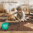 thumbnail image 4 of ODIKA 6'x9' Washable Area Rug Easy Care, Non-Shedding, Patchwork Abstract Inspired Geometric Print Alternating Round for Queen Size Bedroom Under Bed Master Suite, 4 of 7