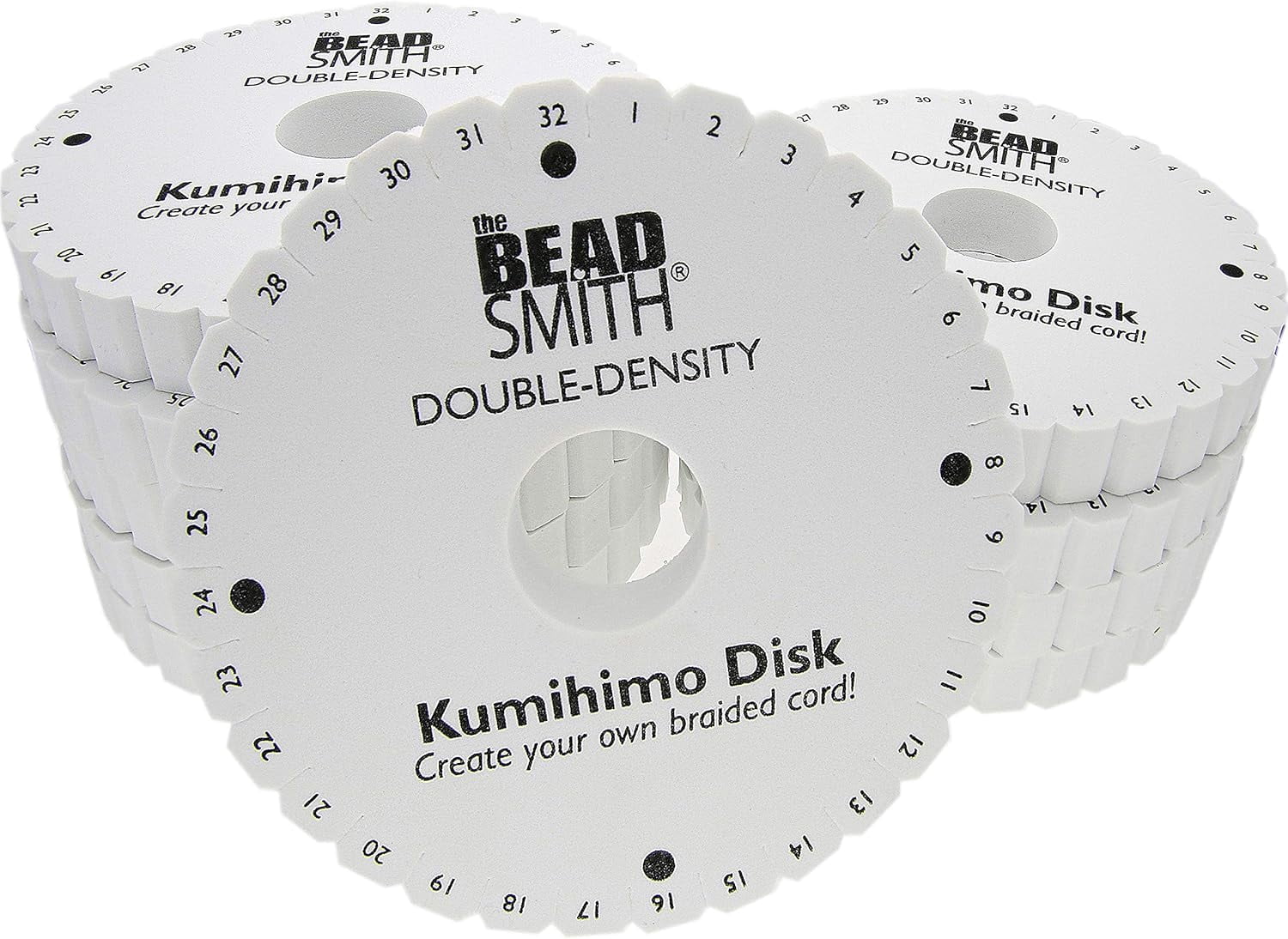 The Beadsmith Round Kumihimo Disk, 6 inch diameter, 0.75” (20mm) thick double dense foam, Jewelry Tools for Braiding, box of 10 disks