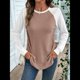 thumbnail image 5 of Tops Casuales de Punto Gofre con Cuello Redondo y Larga con Bloques de Color para Mujer Caqui XXL, 5 of 10