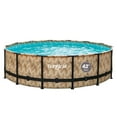 Funsicle 14ft x 42in Round Oasis Designer Above Ground Pool, Oak