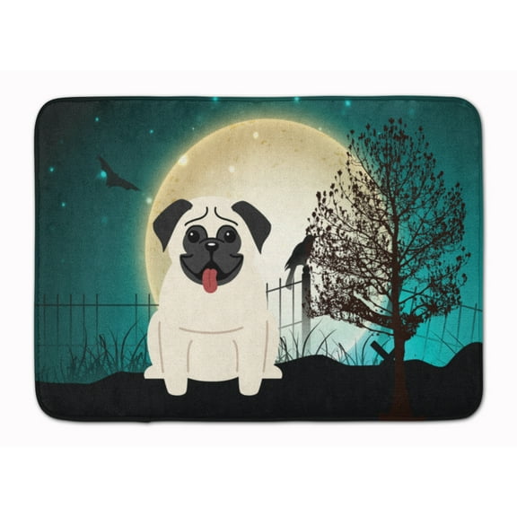 Halloween Scary Pug Cream Machine Washable Memory Foam Mat