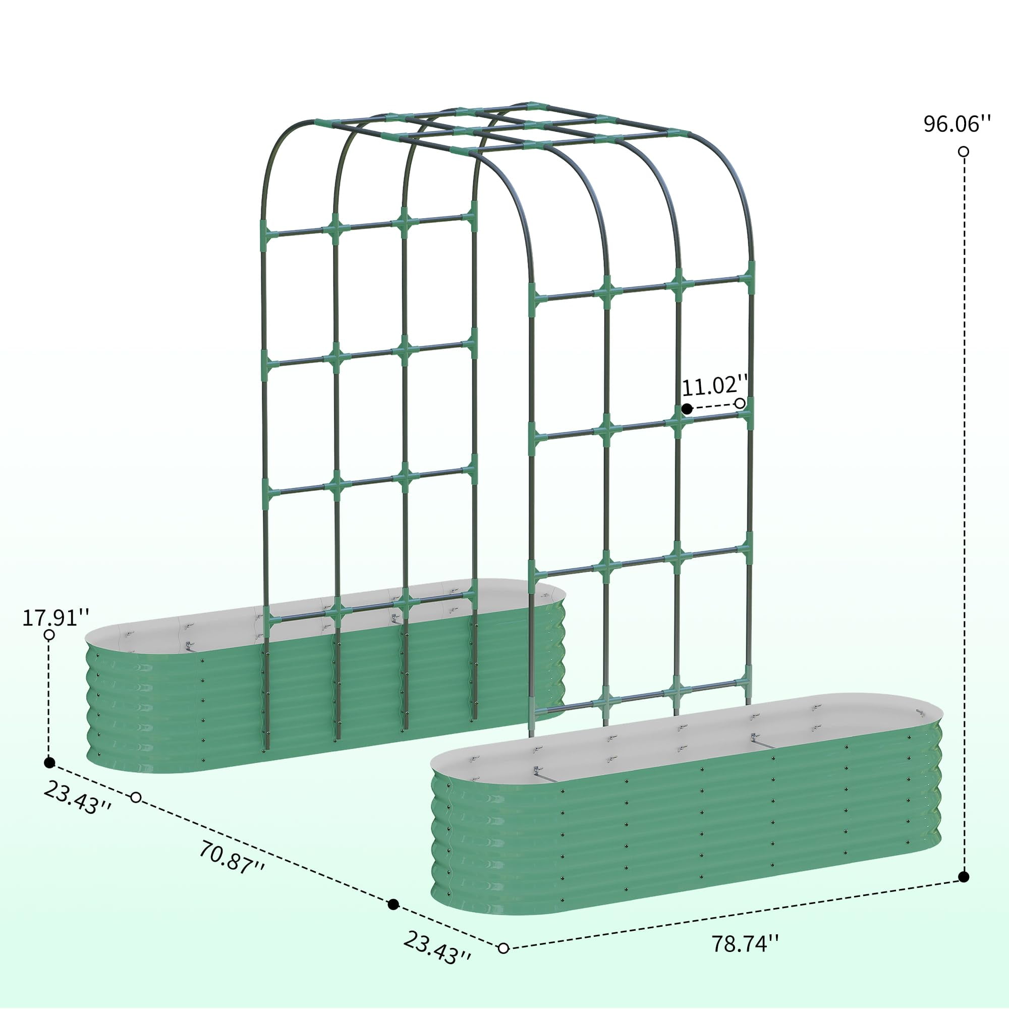 Riedhoff Raised Garden Bed with 95" H Tall Arch Trellis for Climbing Vegetables Flowers,Green