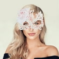 thumbnail image 5 of Unique Bargains 1 Pc Rose Phoenixs Party Mask White Pink Lace, 5 of 5