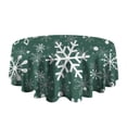 thumbnail image 5 of Green Christmas Snowflake Pattern Round Tablecloth 60"x60",Wrinkle Wipeable Table Cloth for Kitchen Dining Room Picnic Patio Party, 5 of 6