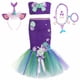 thumbnail image 2 of Conjunto de falda tutú de sirena con cola de pez para niñas + falda de tul, ropa de cumpleaños para niños, conjunto de disfraz de tutú largo de princesa sirenita, 2 of 5
