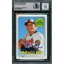 Manny Machado Autographed 2018 Topps Heritage Card #151 Baltimore Orioles Auto Grade Gem Mint 10 Beckett BAS 228987
