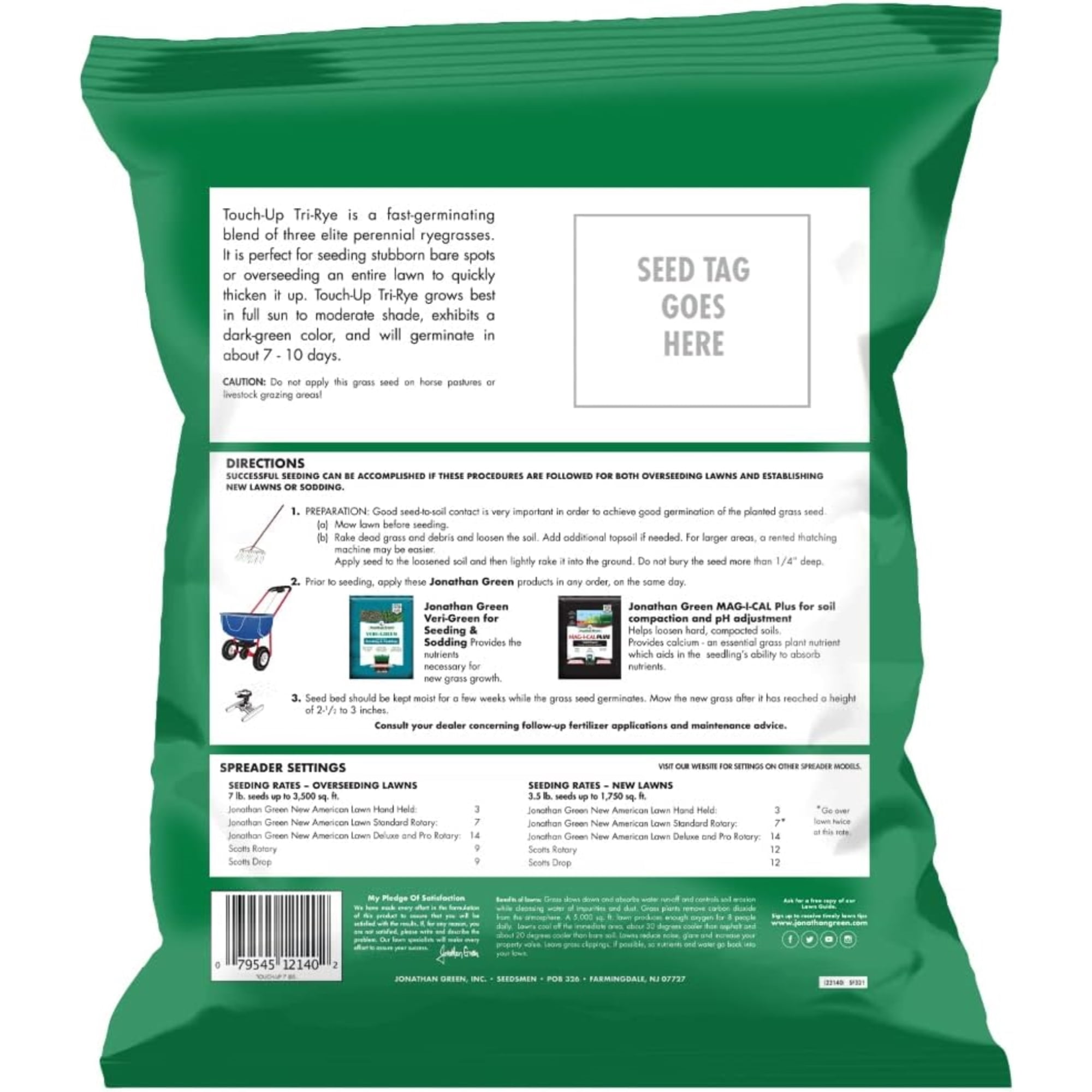 Jonathan Green Touch-Up TRI-RYE Perennial Ryegrass Blend, 7lb