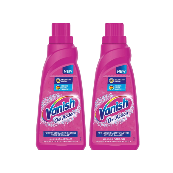 Lot de 2 Vanish 800 ml Liquide Détachant Tout-en-un Élimination Puissante des Taches et Éclaircissement des Couleurs Fonctionne avec Tous les Détergents