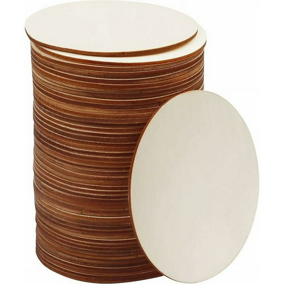 50 PCS Unfinished Wood Discs, Wood Logs Slices - with 3 mm Thickness - Natural Wood Log for Your Labels, Coasters, Wood Pyrography, Ornaments (10 cm)