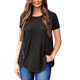 thumbnail image 2 of Pullover de Color Sólido de las Mujeres, Nuevo Botón de Manga Corta Cuello Redondo para el Uso Casual Y de Fiesta, Blusa Diaria Suave, Camiseta de Moda Callejera, 2 of 6